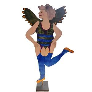 VTG Hand-painted Sculpture Signed Artist Judie Bomberger Comets Character O Show